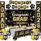Class of 2026 Graduation Decorations Mega Bundle - Black & Gold Congrats Grad Party Set - Includes Fabric Backdrop, Porch Signs, Pennants, Waterproof Tablecloth & Confetti Balloons - Premium High School & College Supplies